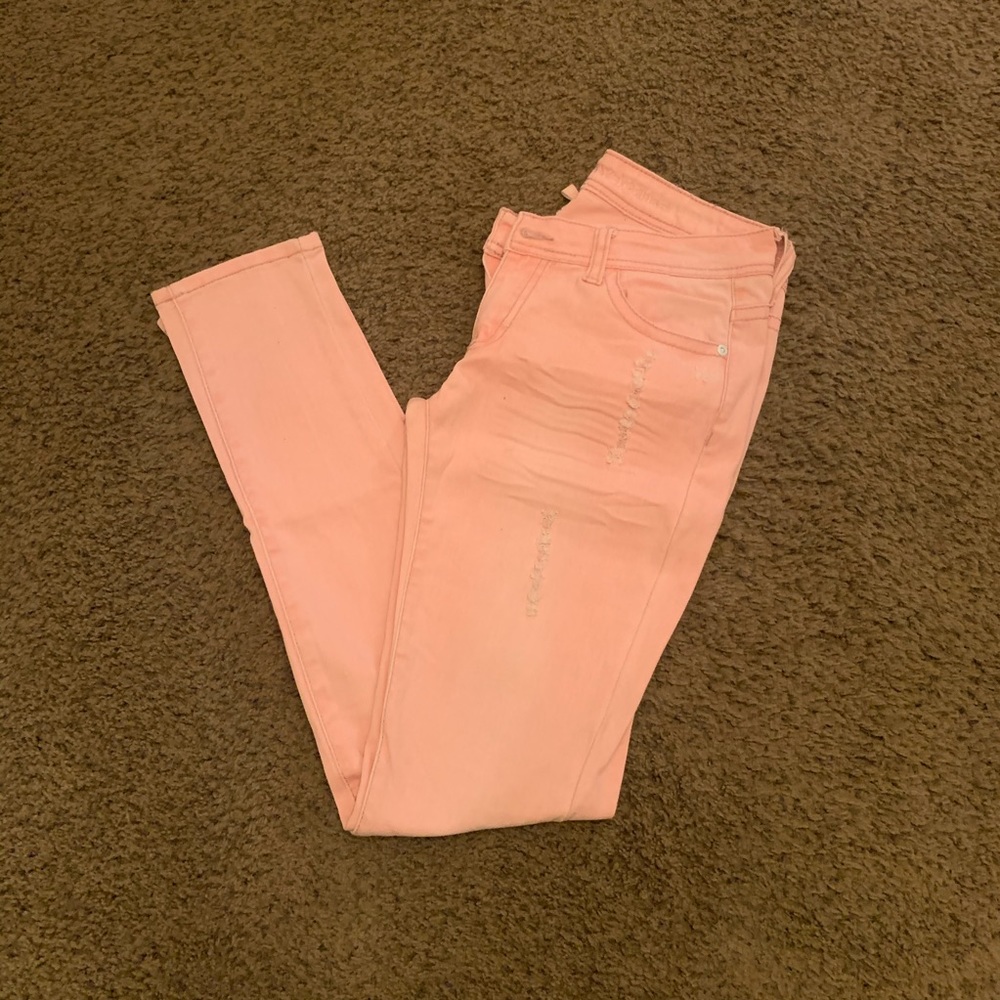 Highway distressed pink jeans
